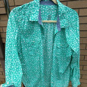 St Johns Bay Floral Button Down Shirt - Size XL - Green and White